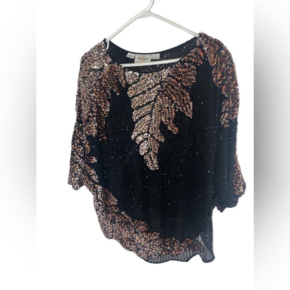 Vintage Oleg Cassini sequin top- Size 8/10- beautiful!